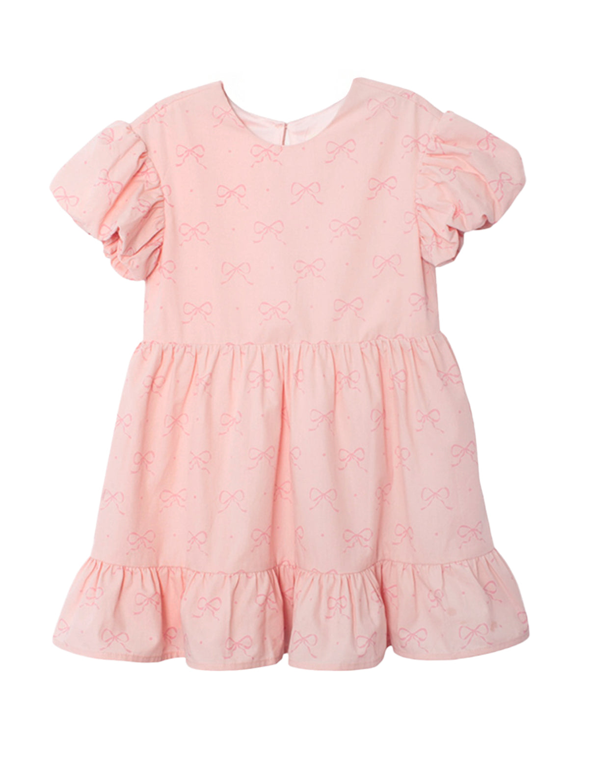 Lacy Bowkisses Puff Sleeve Dress