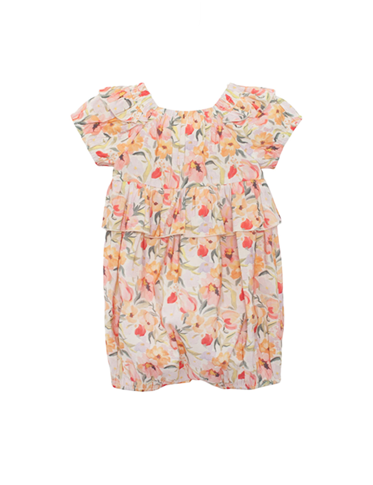 Blooming Florals Short Gathered Sleeve Romper