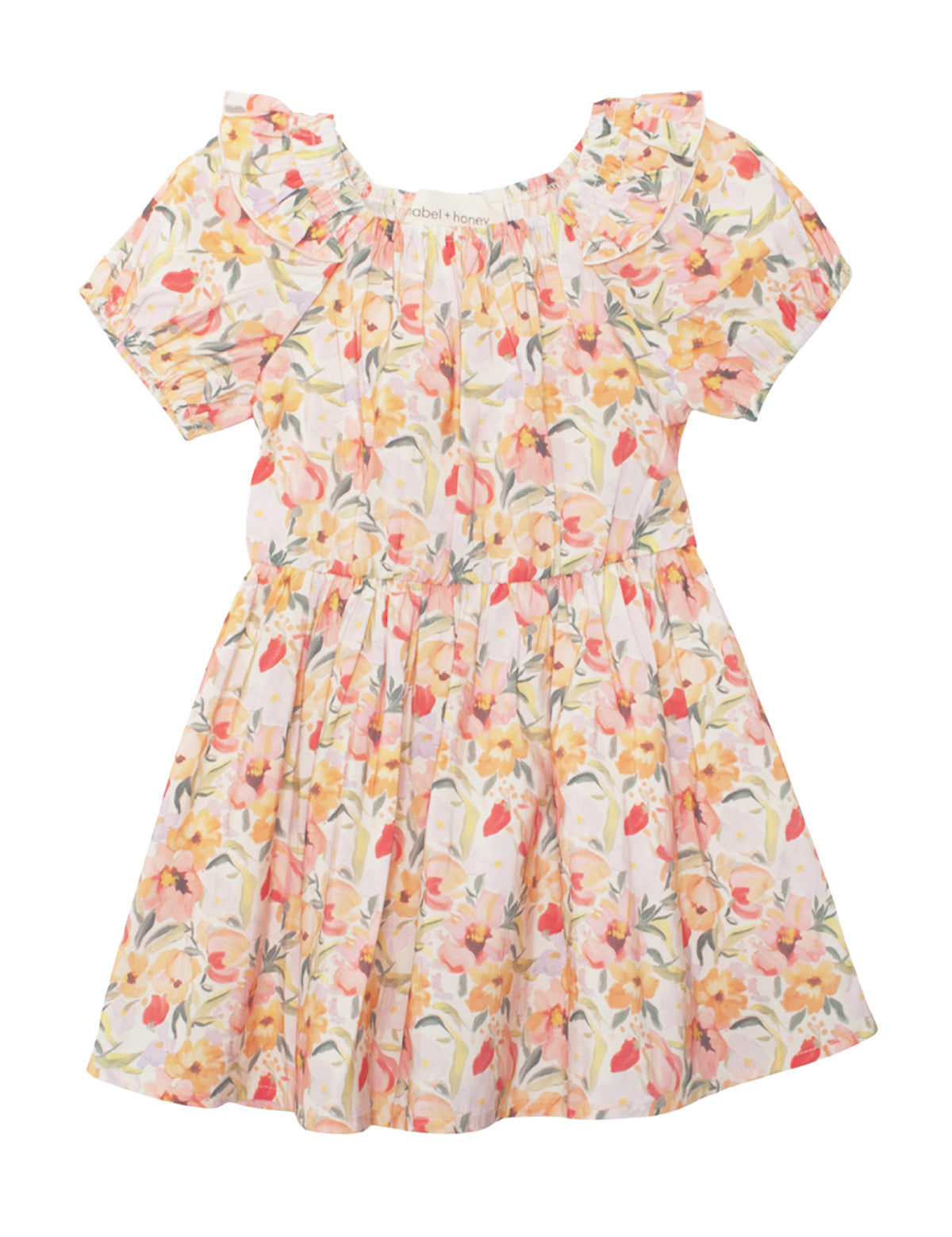 Blooming Florals Short Gathered Sleeve Dress