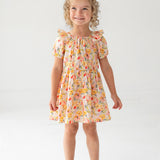 Blooming Florals Short Gathered Sleeve Dress