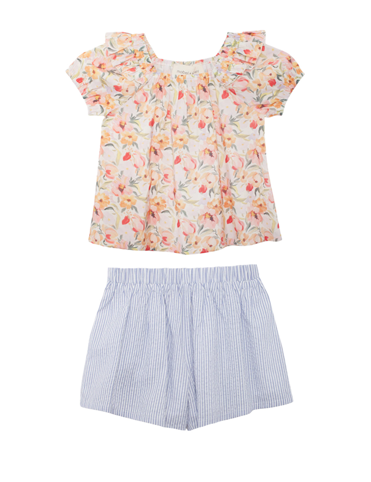 Blooming Florals Short Gathered Sleeve Two Piece Set