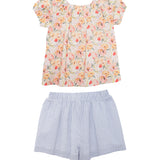 Blooming Florals Short Gathered Sleeve Two Piece Set