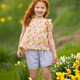Blooming Florals Short Gathered Sleeve Two Piece Set