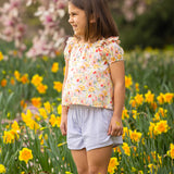 Blooming Florals Short Gathered Sleeve Two Piece Set