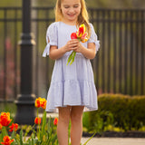 Darling Bluebell Gathered Short Sleeve with Bow Detail Dress