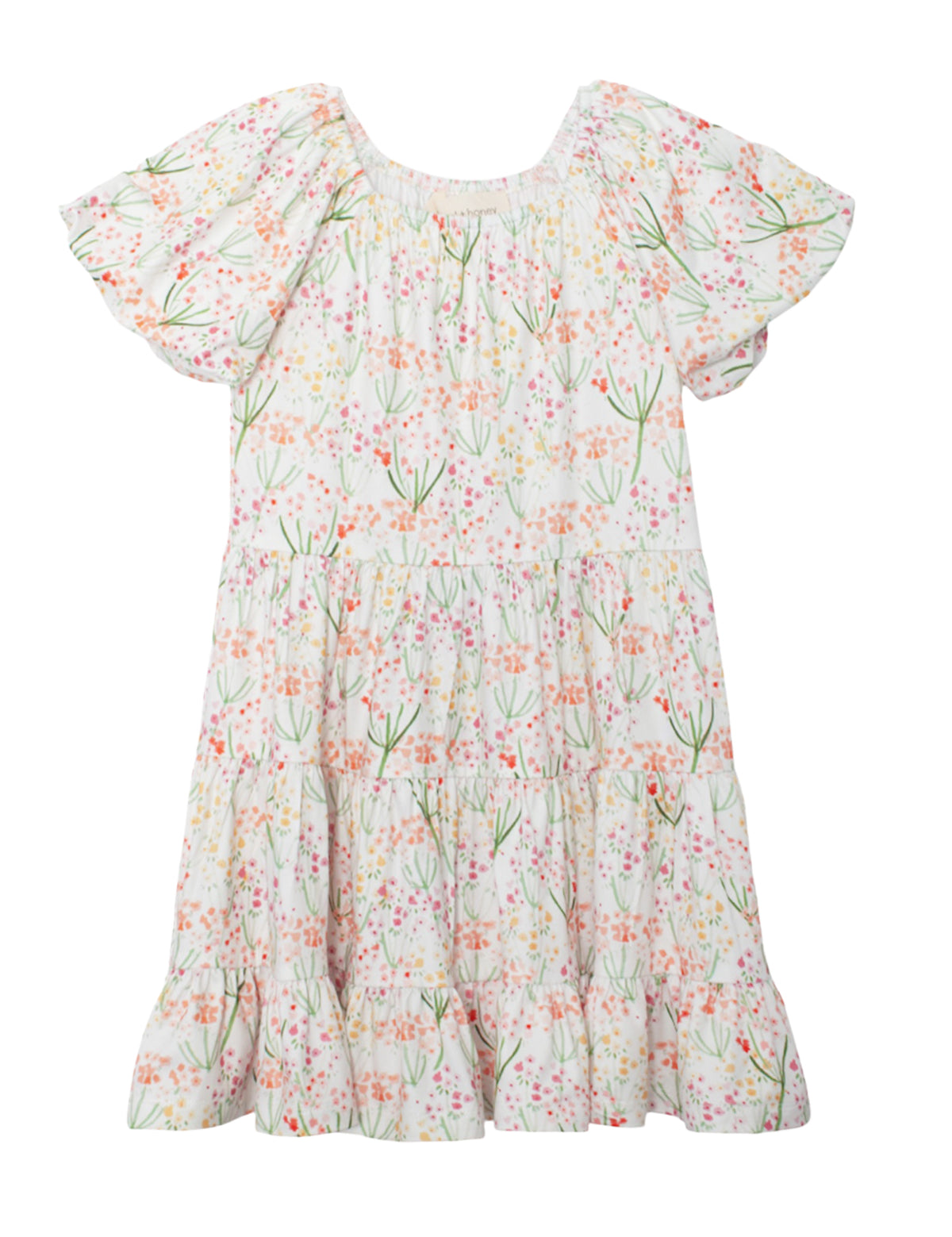 Springtime Garden Short Puff Sleeve Dress