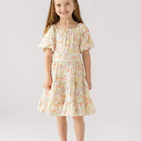 Springtime Garden Short Puff Sleeve Dress