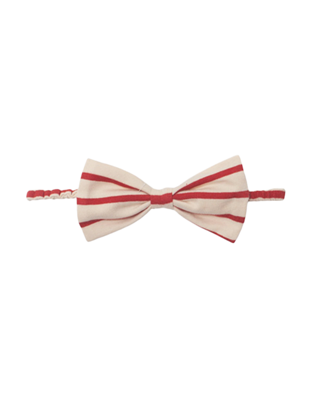 Terracotta Stripe Hair Accessory by Mabel and Honey, featuring a classic bow design with diagonal terracotta stripes, shown on a white background.