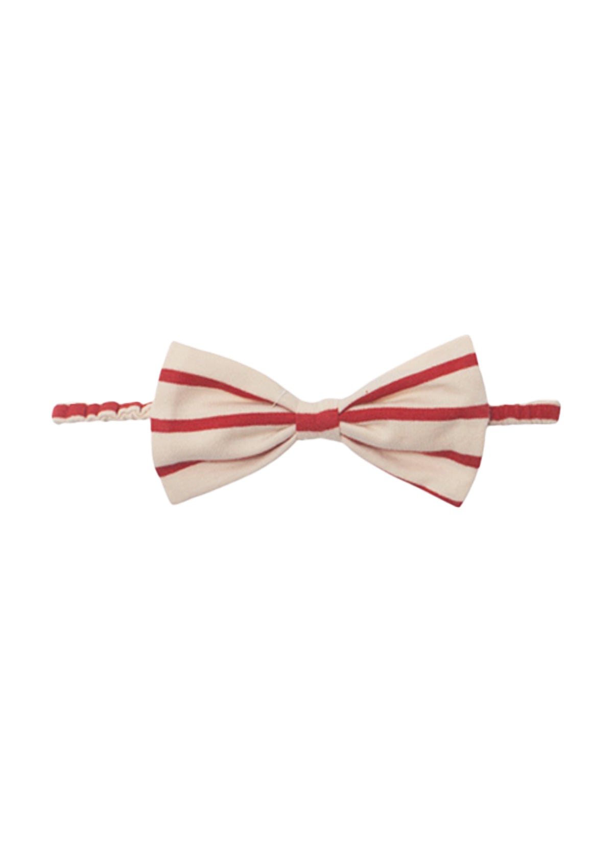 Terracotta Stripe Hair Accessory by Mabel and Honey, featuring a classic bow design with diagonal terracotta stripes, shown on a white background.