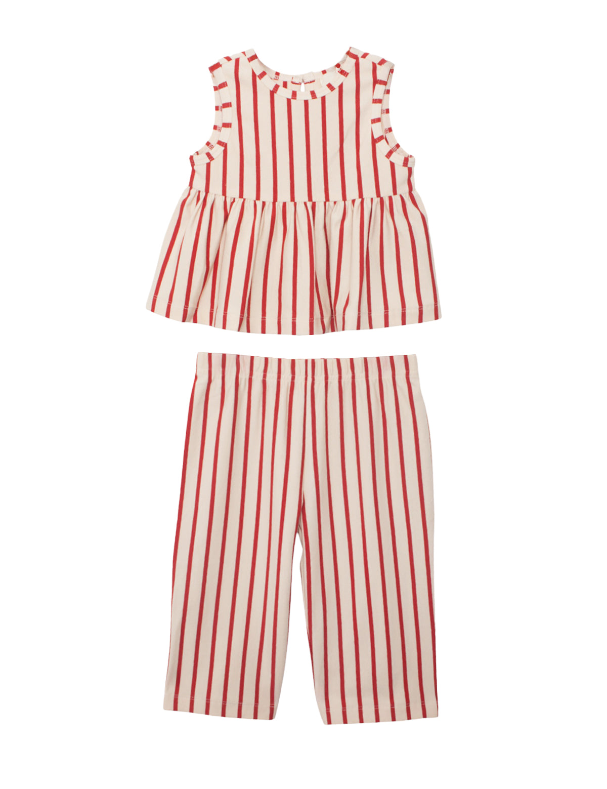 Terracotta Stripe Sleeveless Two Piece Set