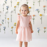 Sweet Peony Sleveless Flutter Sleeve Dress