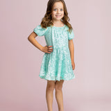 Teal Twinkle Short Sleeve Dress