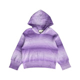 The Mabel and Honey Tessa Long Sleeve Ombre Ribbed Knit Hooded Sweater is a girls’ casual hoodie with a purple ombre design, long sleeves, and soft ribbed knit cuffs, displayed flat on a white background.