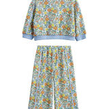 Ivy Bloom Long Sleeve Floral Sweatshirt and Wide Leg Pant Set