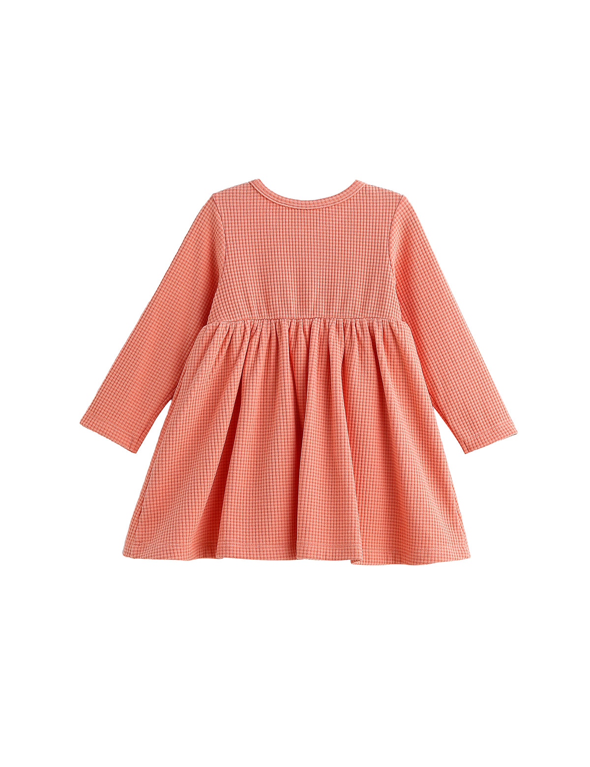 Persimmon Long Sleeve Waffle Knit Button Placket A Line Dress