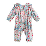 Floral Flutter Long Sleeve Ruffle Shoulder Bubble Romper