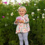 Floral Flutter Long Sleeve Ruffle Shoulder Top and Legging Set