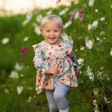 Floral Flutter Long Sleeve Ruffle Shoulder Top and Legging Set