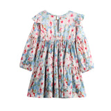 Floral Flutter Dress Long Sleeve Ruffle Shoulder Tiered Skirt Dress