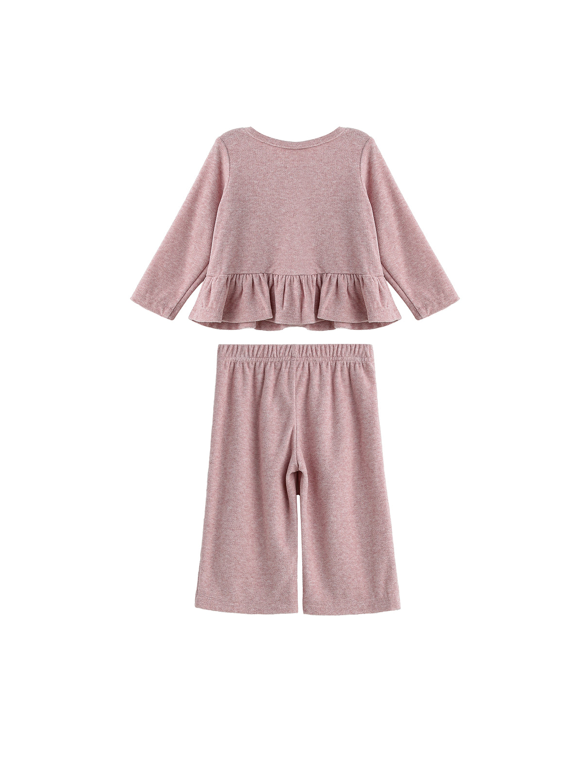 Margret Long Sleeve Solid Peplum Ruffle Hem Top and Pant Set