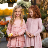 Margret Long Sleeve Solid Button Front Dropwaist Dress