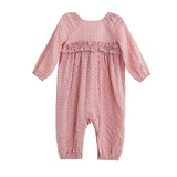 Rosie Posie Long Sleeve Gingham Ruffle Waist Bubble Romper