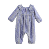 Lavender Lane Long Sleeve Print Ruffle Neck Bubble Romper