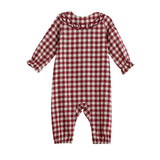 Valentina Long Sleeve Gingham Heart Embroidered Collar Bubble Romper