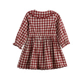 Valentina Long Sleeve Gingham Heart Embroidered Collar A Line Dress