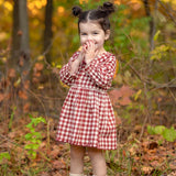 Valentina Long Sleeve Gingham Heart Embroidered Collar A Line Dress