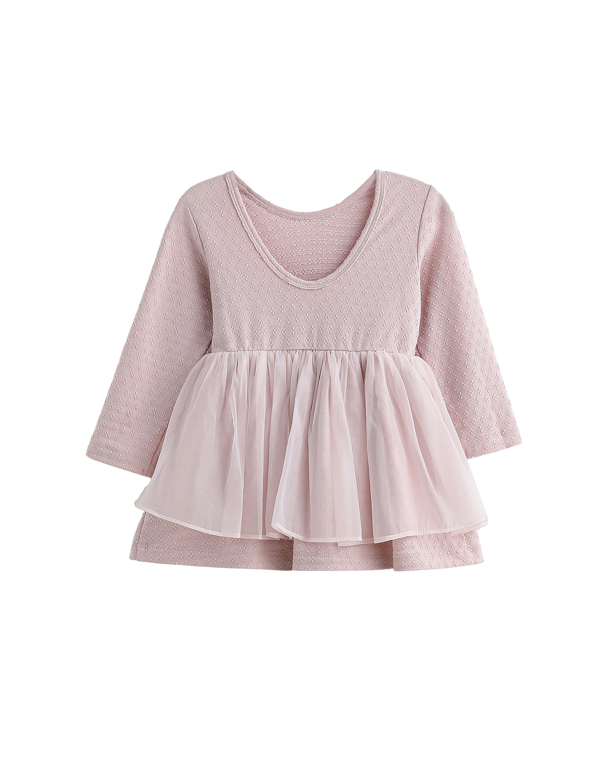 Emma Long Sleeve Textured Tiered Tulle Skirt Dress