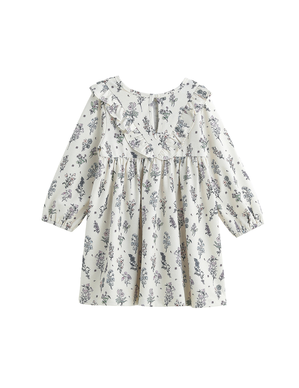 Gracie Long Sleeve Floral Ruffle Yoke A Line Dress