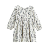 Gracie Long Sleeve Floral Ruffle Yoke A Line Dress