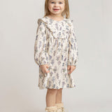 Gracie Long Sleeve Floral Ruffle Yoke A Line Dress