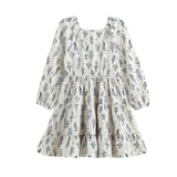 Gracie Long Sleeve Floral Square Neck Tiered Dress
