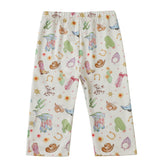Mabel and Honey’s Cactus Kisses Western Print Elastic Waist Leggings are crafted from a soft stretch knit and feature a playful, colorful western motif with cowboy hats, boots, cacti, horseshoes, and more.