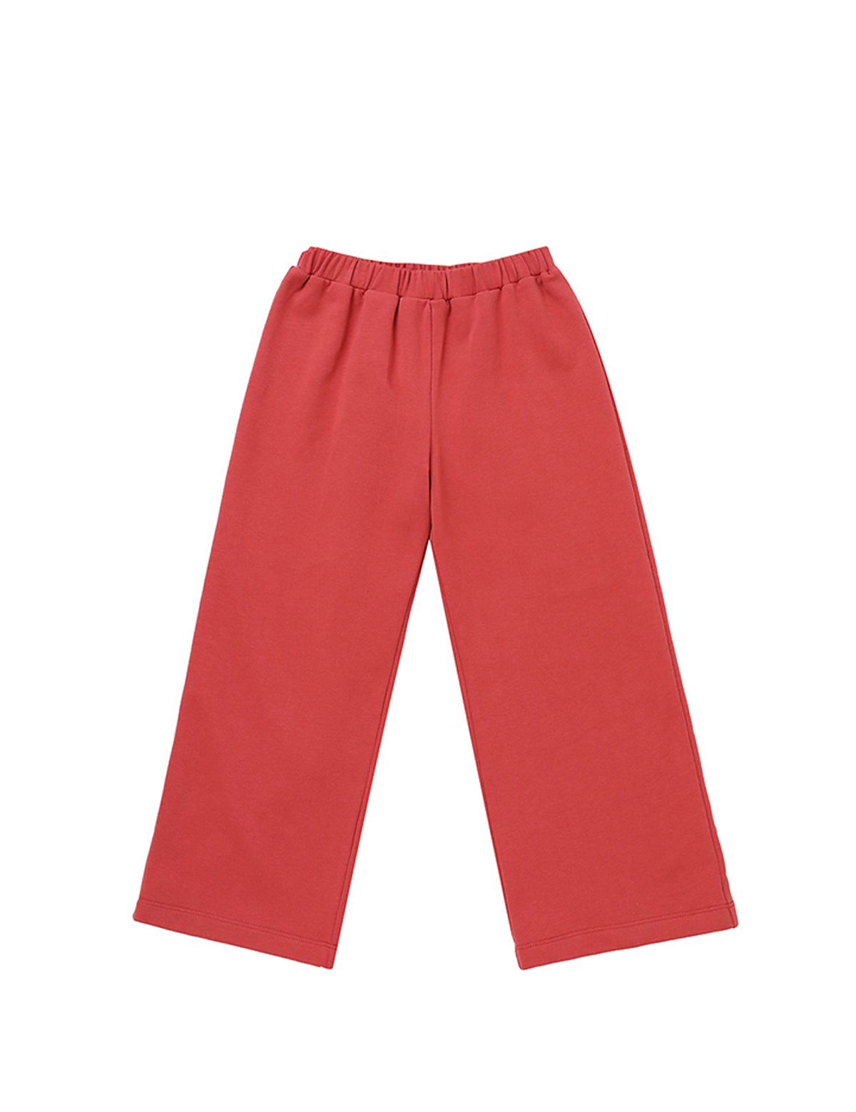 Red Rosie Solid Wide Leg Elastic Waist Sweatpants by Mabel and Honey, crafted from heavyweight fleece, laid flat on a white background.