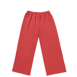 Mabel and Honey Red Rosie Sweatpants Wide Leg Solid Elastic Waist Sweatpants: These girls’ sweatpants feature a soft knit fabric in a vibrant red, designed with a comfortable elastic waistband and stylish wide-leg silhouette, shown on a white background.
