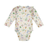 Cactus Kisses Bodysuit Long Sleeve Western Print Ruffle Shoulder Bodysuit