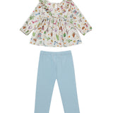 Cactus Kisses Long Sleeve Print Ruffle Bib Top and Legging Set