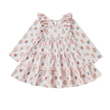 Amelia Rose Dress Long Sleeve Floral Tiered Ruffle Trim Dress
