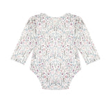 Soft Meadow Long Sleeve Floral Ruffle Trim Bodysuit