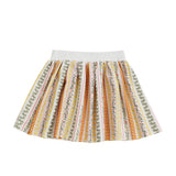 Buttercup Blossom Striped Floral Pleated Elastic Waist Skirt