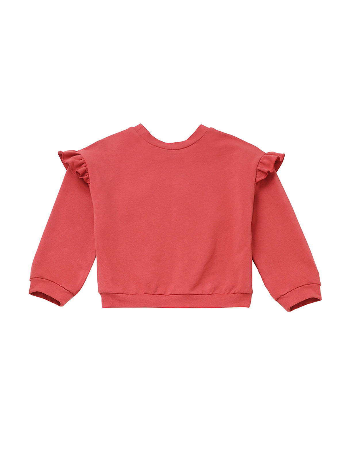 Red Rosie Long Sleeve Solid Ruffle Trim Cropped Sweater