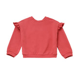 Red Rosie Long Sleeve Solid Ruffle Trim Cropped Sweater