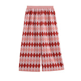 Jessica Diamond Print Wide Leg Elastic Waist Pants