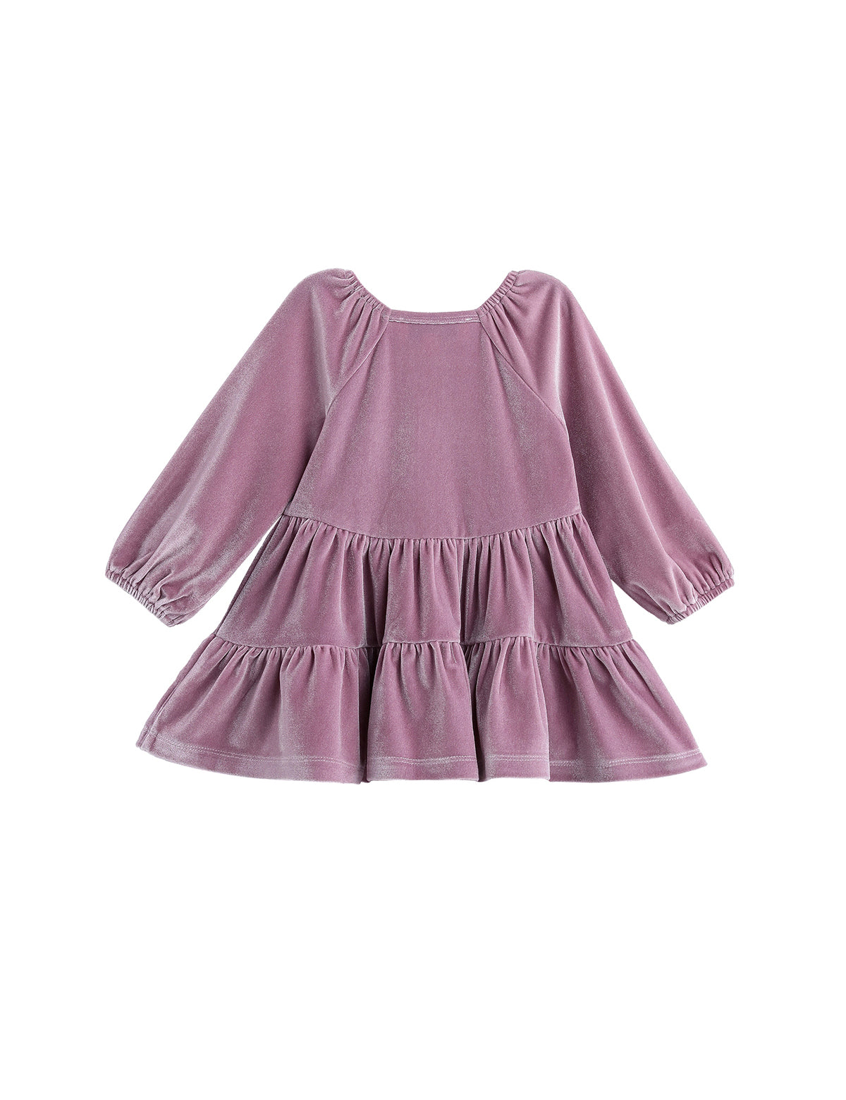 Sugarplum Sparkle Long Sleeve Raglan Tiered Velvet Dress