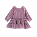 Sugarplum Sparkle Long Sleeve Raglan Tiered Velvet Dress