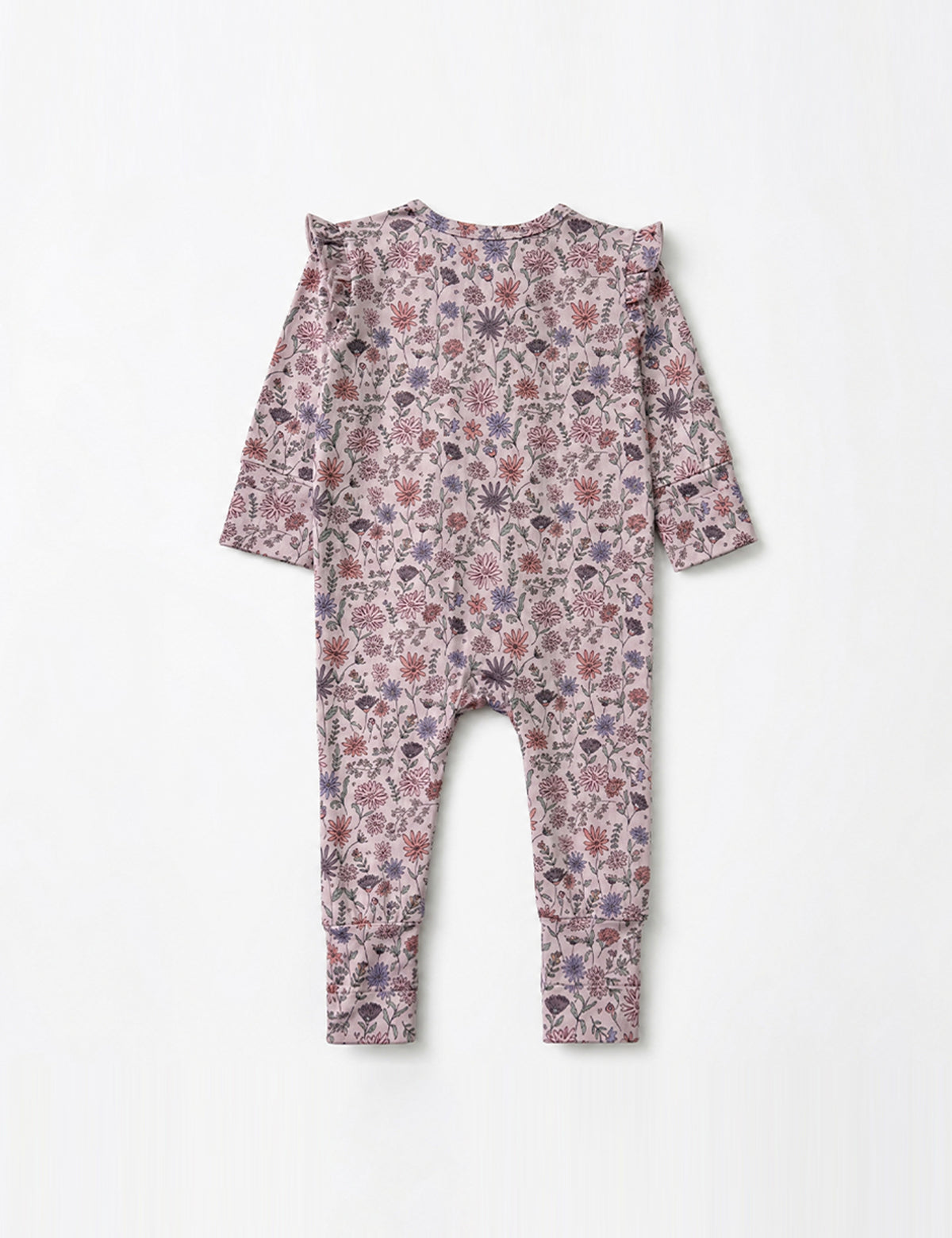 Soft Meadow Long Sleeve Floral Ruffle Shoulder Convertible Romper