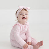 Amelia Rose Long Sleeve Solid Romper with Matching Headband